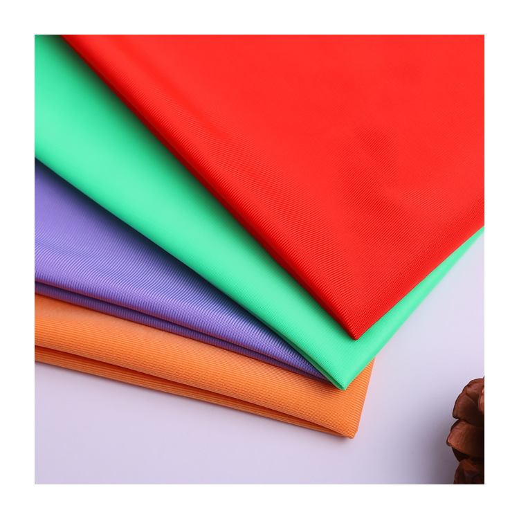 We have polyester semi-gloss swimwear fabric, knitted fabric, stretch Lycra fabric and nylon sports fabric in stock Application Scenario