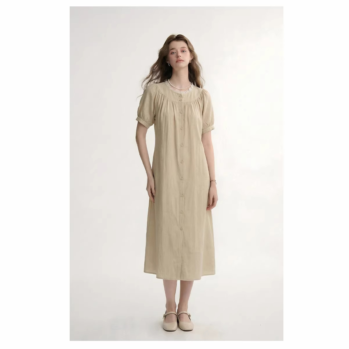 JIAN时尚a字连衣裙宽松休闲女士短袖法式度假裙子气质高级感显瘦