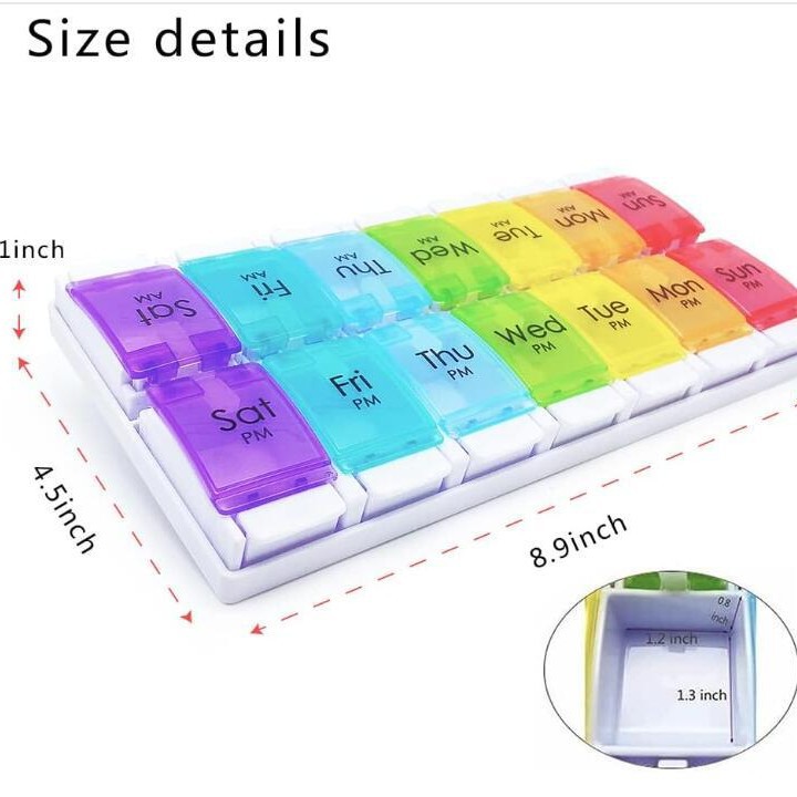 Cross-border exclusive one-week medicine box, medicine classification storage box, morning, noon and evening press-type medicine box, portable medicine box full figure