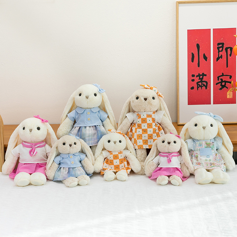 Soft and cute rabbit doll, soothing little rabbit plush toy, sailor suit, farm rabbit figurine, drooping ear rabbit doll gift Application Scenario