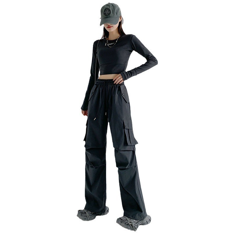 American work pants for women, Spring and Autumn 2025 new style loose, drape, straight-leg pants, sweatpants, slimming, casual wide-leg pants Item Picture