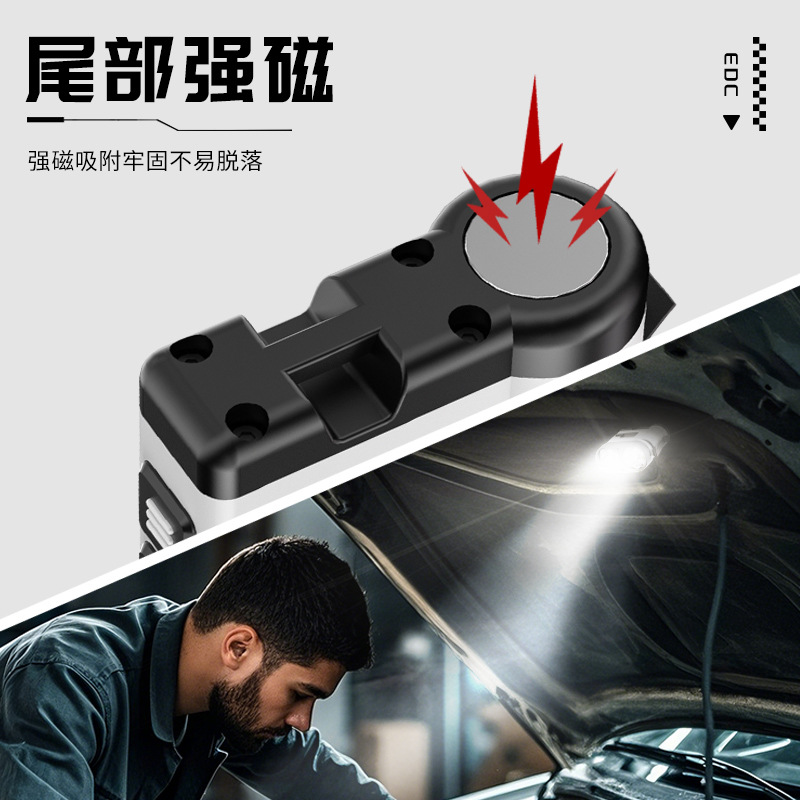 New high-brightness 10LED flashlight with long battery life and magnetic strong light outdoor aluminum alloy brim headlamp details Picture