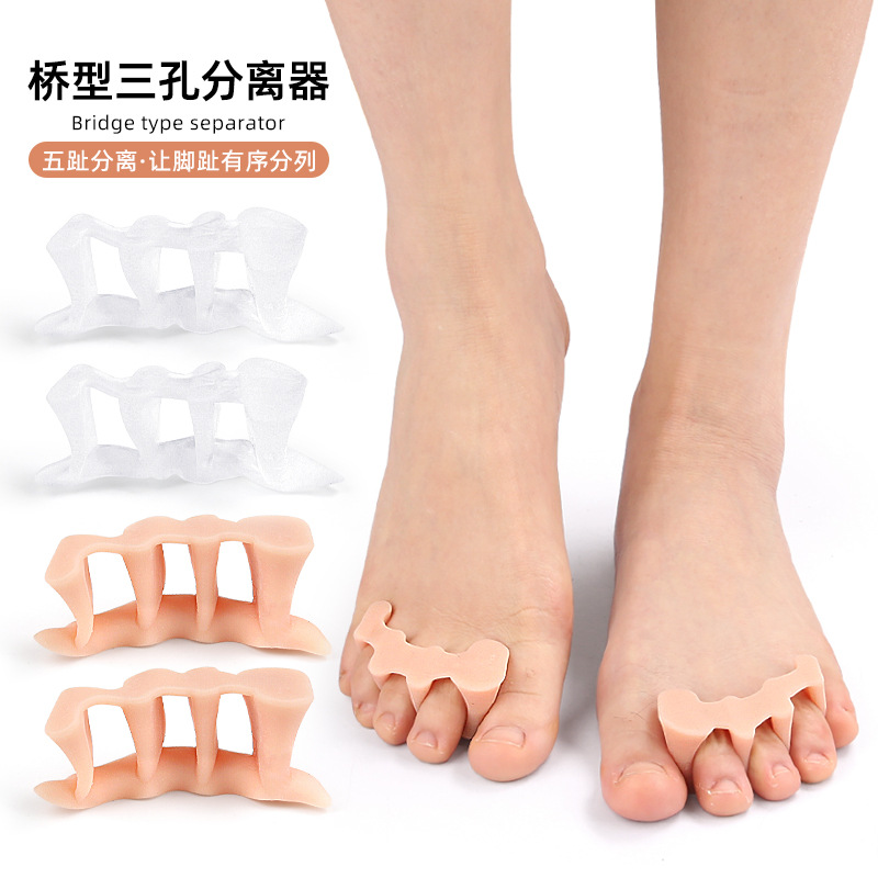 Three-hole hallux valgus toe device, double toe separator, toe separation device, little finger can wear shoe covers