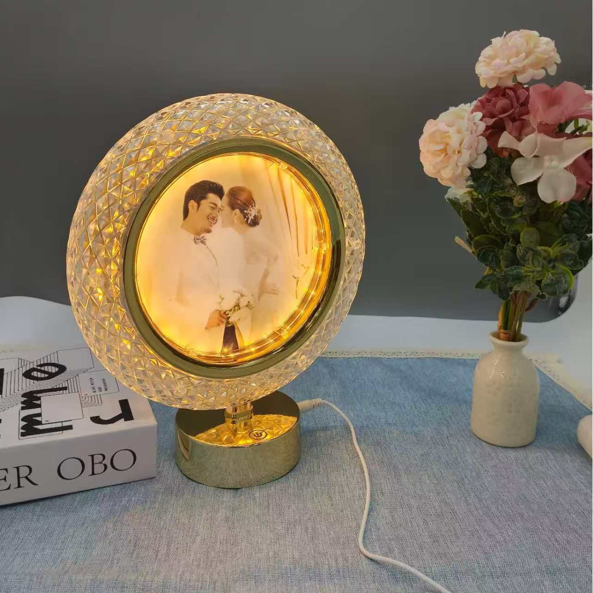 LED相框灯发光相框DIY触摸感应相框台灯氛围灯台灯镜子两用小夜灯