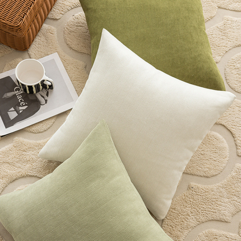 纯色雪尼尔抱枕套北欧简约奶油风咖棕大靠垫靠枕腰靠沙发靠背