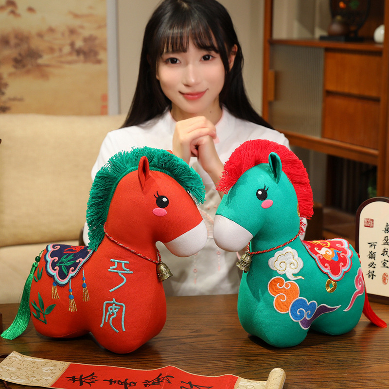 2026 Fabric horse figurines, Horse Year mascots, plush toys, fabric horse dolls, zodiac horse dolls, New Year Specification image