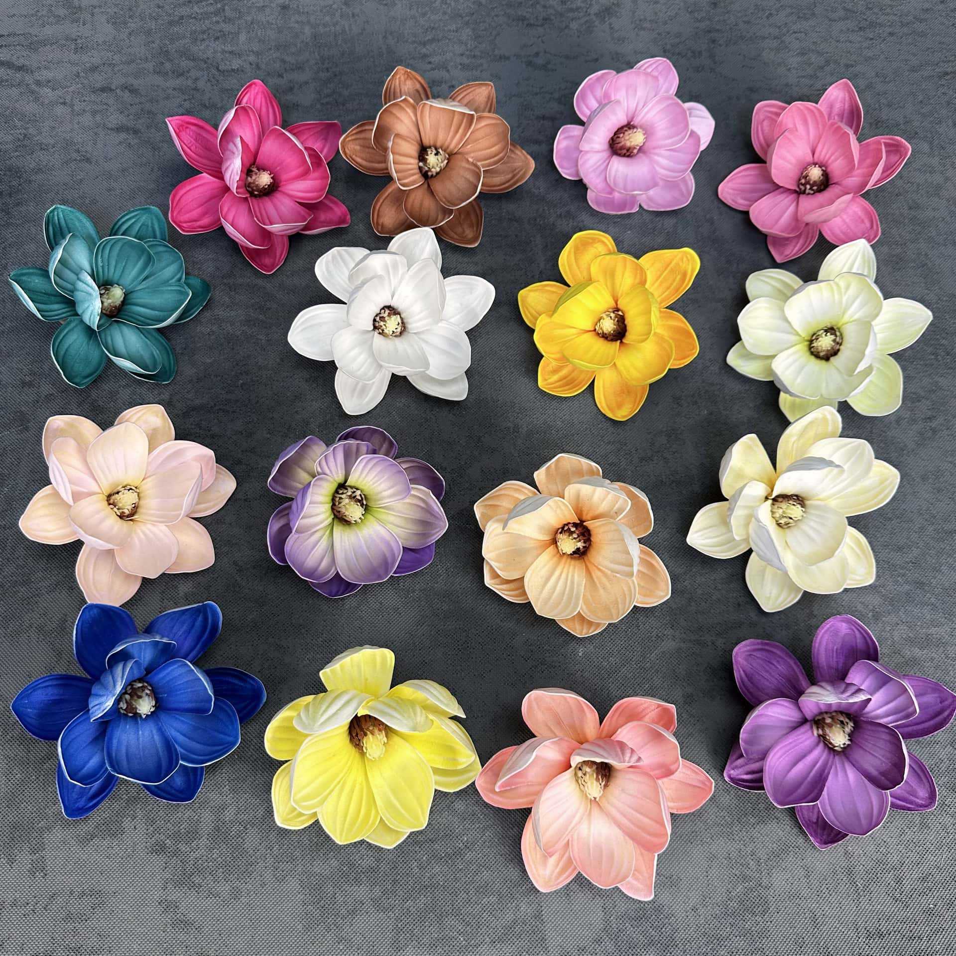 跨境仿真花EVA玉兰花头13cm手感头饰木棉花布置装饰假花摆件批发产品图