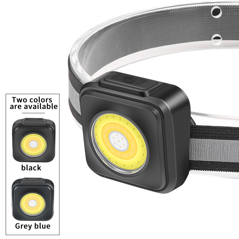New cross-border COB small adjustable lightweight headlamp with three light sources for outdoor lighting and charging COB headlamp details Picture