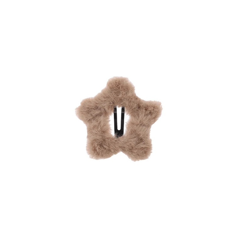 Autumn and winter plush five-pointed star hair clips, cute bangs, side clips, 2023 new bb hair clips, children's style hair clips Item Picture