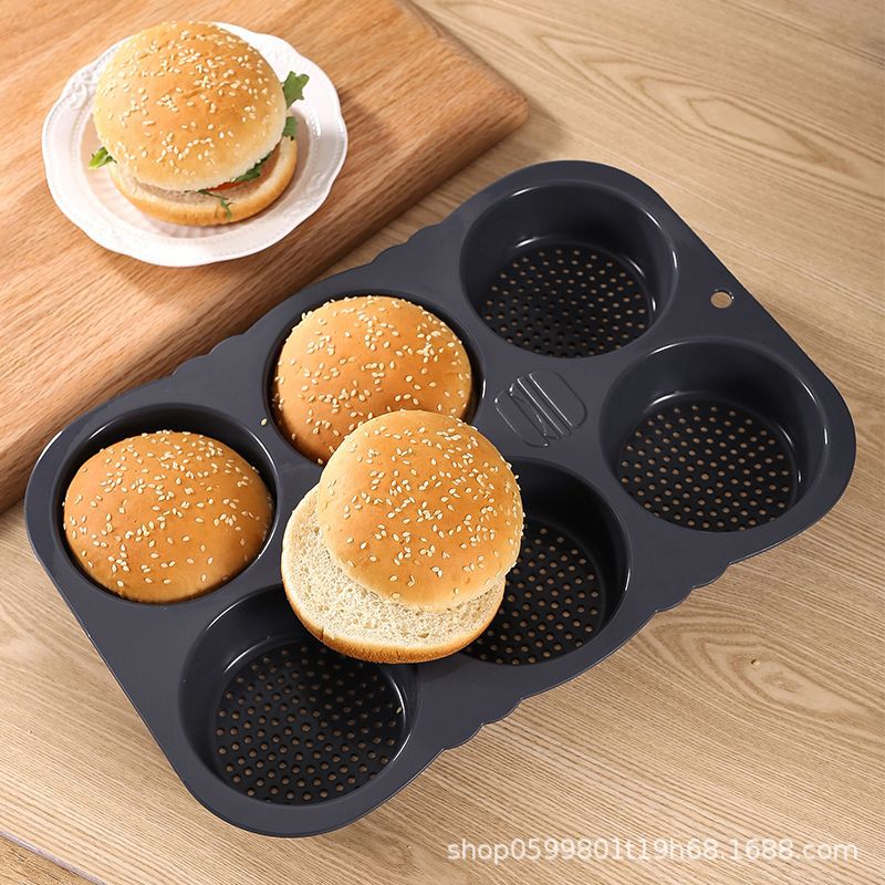 In-stock multi-hole silicone hamburger and bread molds, household food-grade silicone non-stick molds, kitchen tools Specification image