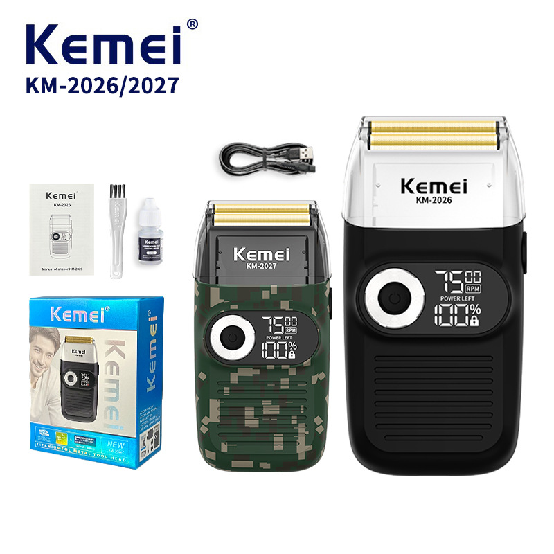 Kemei KM-2026 reciprocating electric shaver with sideburn trimmer and cross-border beard knife