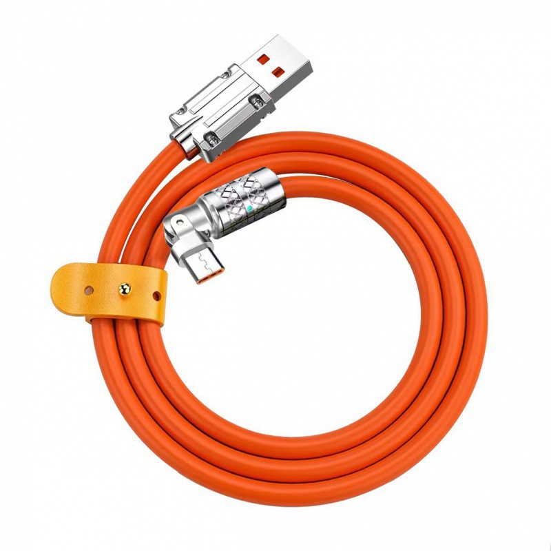 Type-C data cable, rotated and thickened 180 degrees, game-specific super fast charging cable, zinc alloy luminous tape light wire Item Picture
