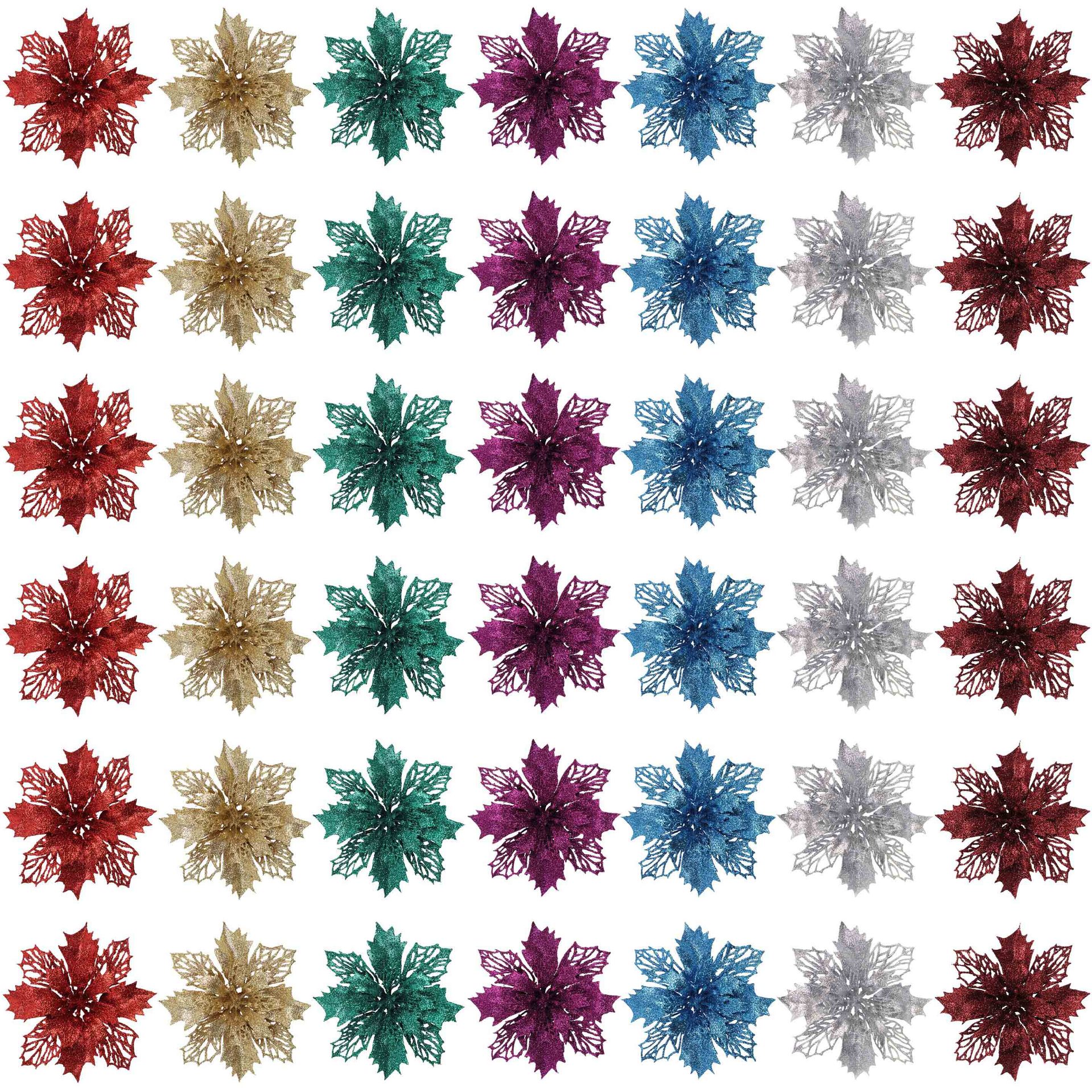 仿真花金粉花圣诞场景布置装饰party节日ins圣诞节装饰花朵批发产品图