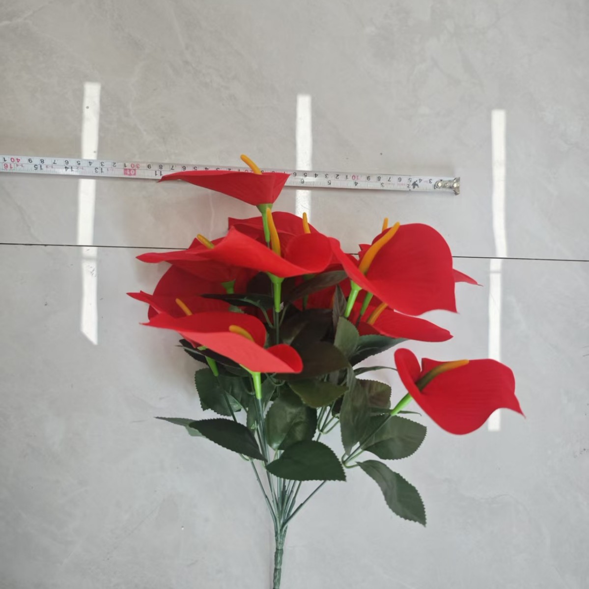 新款仿真12头绒布马蹄莲假花欧式家居客厅装饰室内外摆设绢花细节图