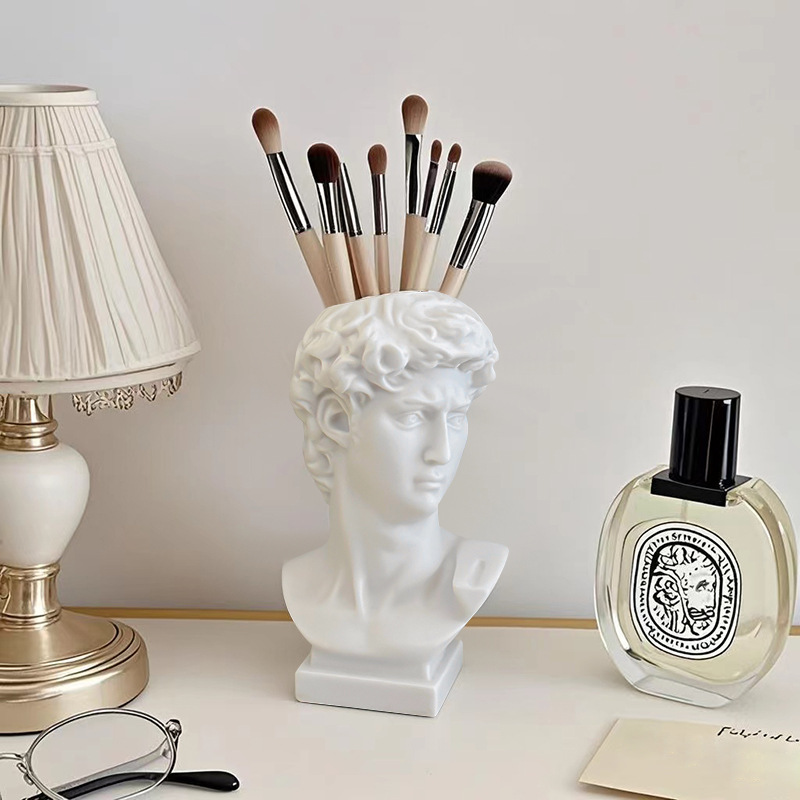 创意北欧收纳笔筒装饰品办公室宿舍桌面摆件大卫花瓶网红拍照道具