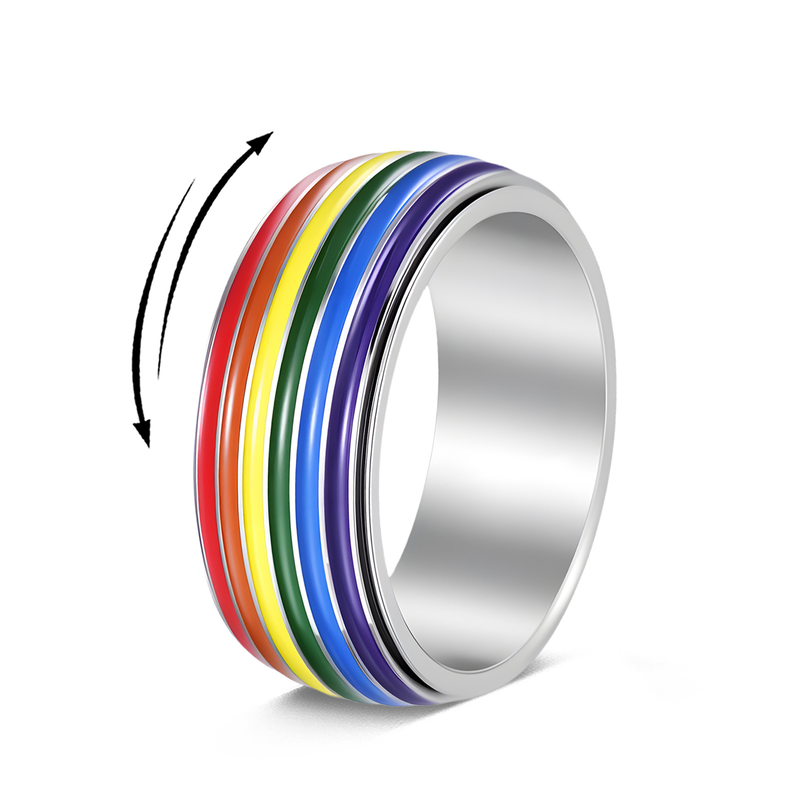 The new rainbow rotatable ring for both men and women in cross-border e-commerce is a bestseller in Europe and America on Amazon. It is a hit product of Shein
