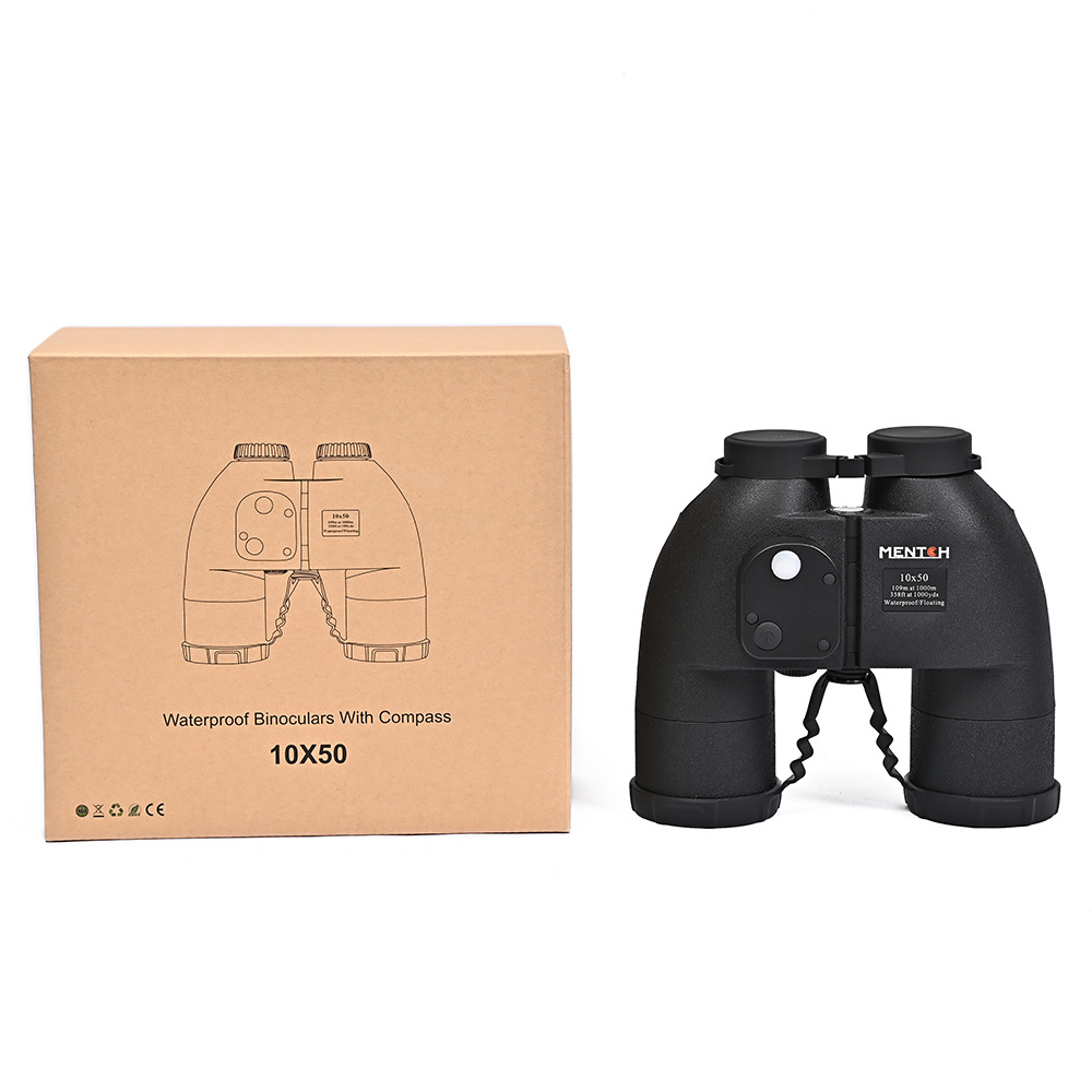 Civilian 10X50 compass binoculars, high-definition high-magnification ranging telescope, Marine outdoor high-transparency bird-watching mirror