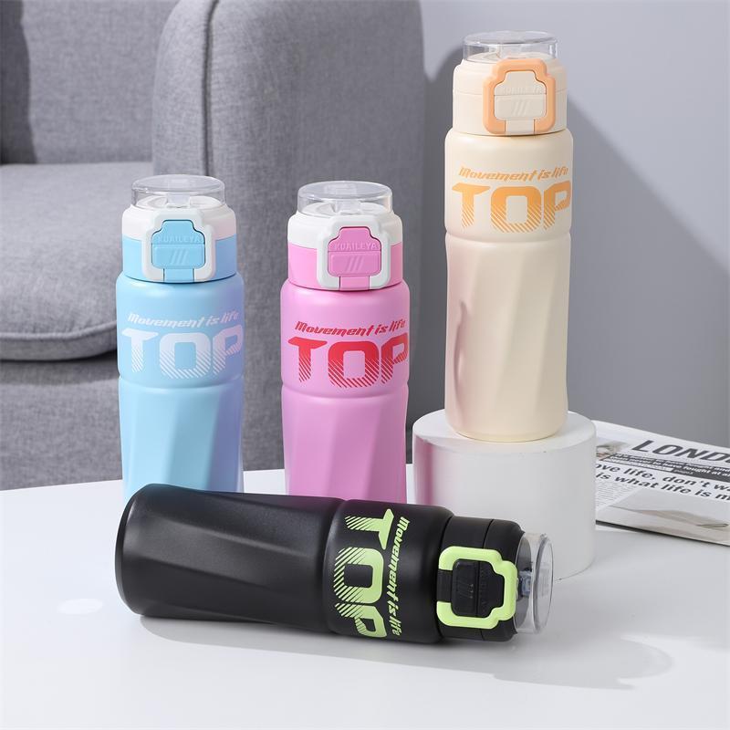 High-appearation-level insulated cup, portable new stainless steel water bottle, student sports large-capacity straw water cup details Picture