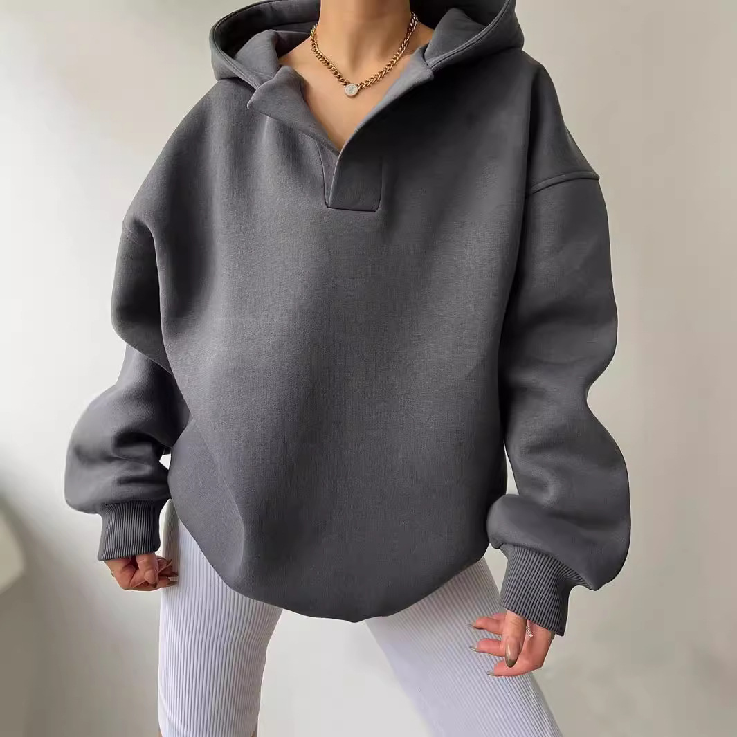 For the autumn/winter 2024 Amazon cross-border European and American women's sweatshirt in solid color, long-sleeved and hooded solid color, loose hoodie for women Application Scenario