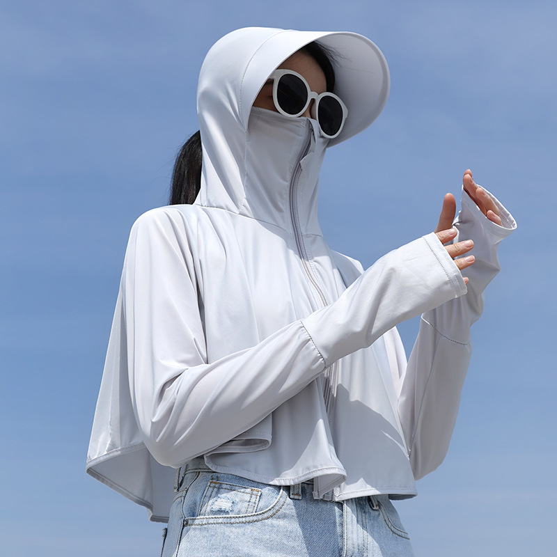 Summer sun-protective clothing, UV-resistant ice silk outdoor large brim outer suit, cape breathable and loose women's sun-protective clothing Specification image