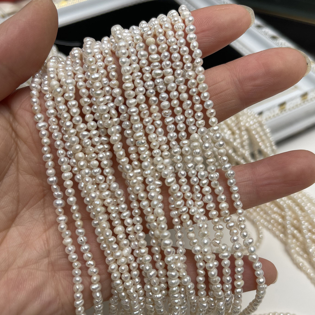 Natural freshwater pearl white beads - specifications 2-3mmDIY bracelet jewelry accessories wholesale handcrafted beading materials