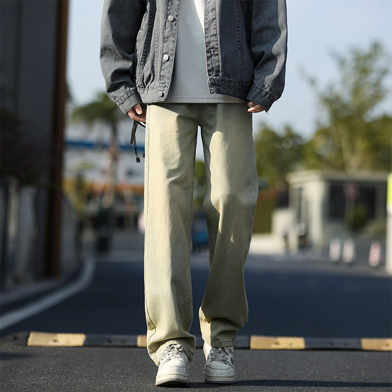 Retro washed jeans for men, spring and autumn trendy vibe loose straight-leg pants, high street wide-leg casual trousers Application Scenario