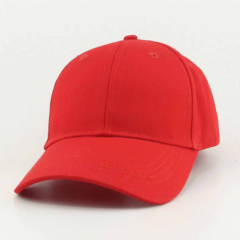 Pure cotton blank baseball cap with heat transfer printed embroidered logo, black, white and red metal tail buckle, all cotton six pieces details Picture