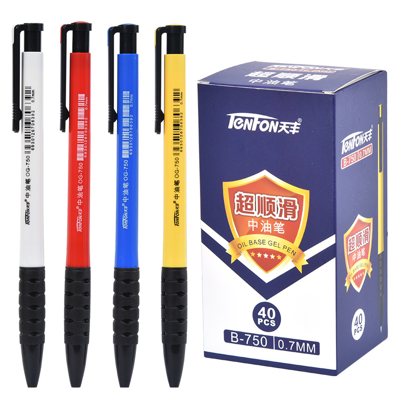 Tianfeng medium oil Pen for writing 750 office 0.7mm medium oil pen, 40 pieces per box, smooth writing full figure