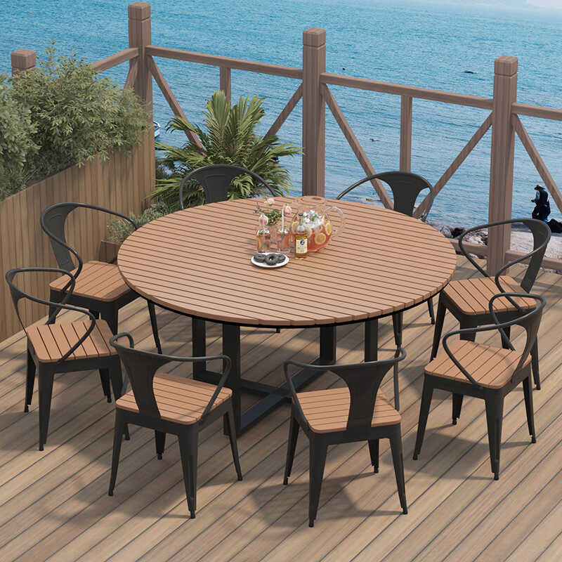 星辰工厂防水防晒室外圆形餐桌简约户外庭院休闲桌椅组合家用露天烧烤桌子