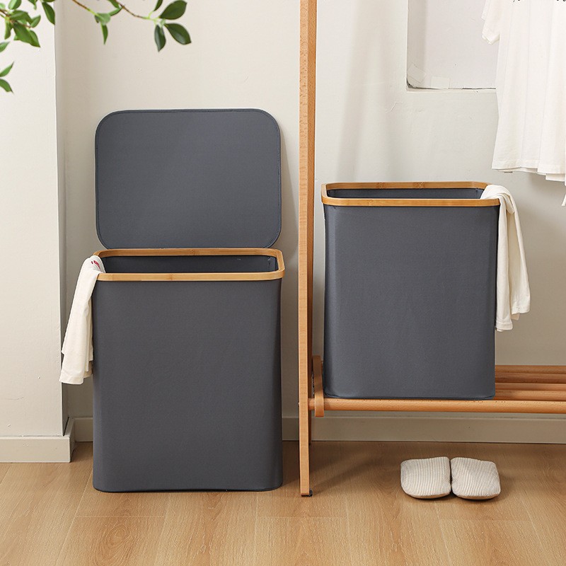 Bamboo-Framed Oxford Fabric Waterproof Storage Bag, Foldable Large-Sized Dirty Clothes Basket, Available In Multiple Sizes, Customization Supported details Picture