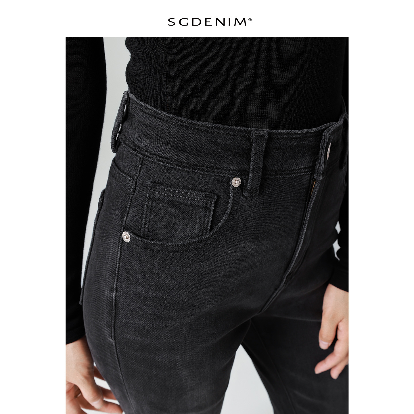 Fleece/black and gray high-waisted Jeans for women, slightly flared, four-sided elastic, slimming, 25 autumn and winter new, lifting the buttocks, tight Application Scenario