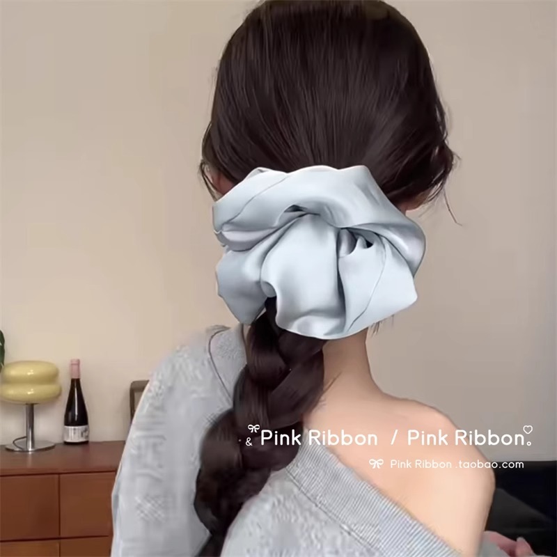 The same satin oversized large intestine hair tie as Zhao Lusi, Korean-style leather band women's hair tie, high-end bun hair tie