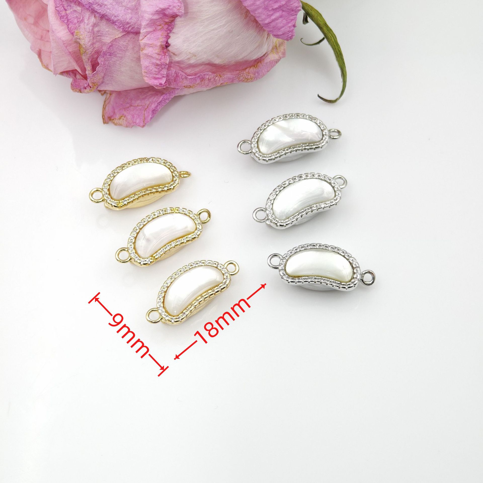 Pearl necklace, ingot clasp, cashew nuts, white scallops, diy accessories, handcrafted end connection clasp, bracelet, stick press clasp