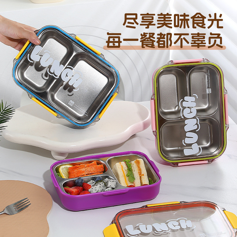 304 acero inoxidable split lunch box para estudiantes de oficina bento box sellada microondas calentado alto nivel de apariencia lunch box