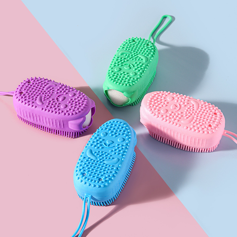 Silicone bath towel, massage, back scrubbing, mud scrubbing, bathing wonder, double-sided exfoliating bath brush, bear sponge bubble brush