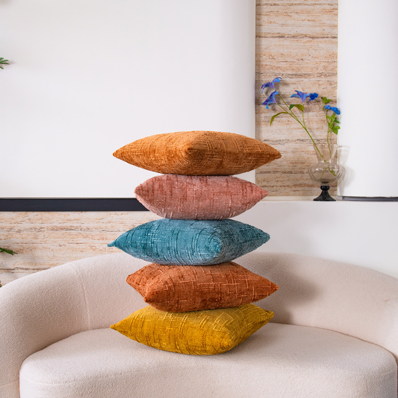 Cross-border Amazon home sofa, cotton and linen pillowcase, ins living room solid color coarse linen car backrest pillow wholesale details Picture