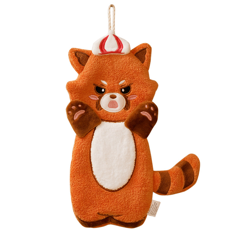 新品可爱卡通挂式擦手巾吸水速干抹手巾珊瑚绒儿童小毛巾伴手礼白底实物图