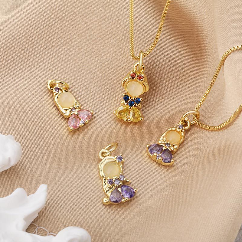 Copper-plated real gold color retention and zircon inlaid cartoon beauty pendant, diy bracelet and necklace accessory Specification image