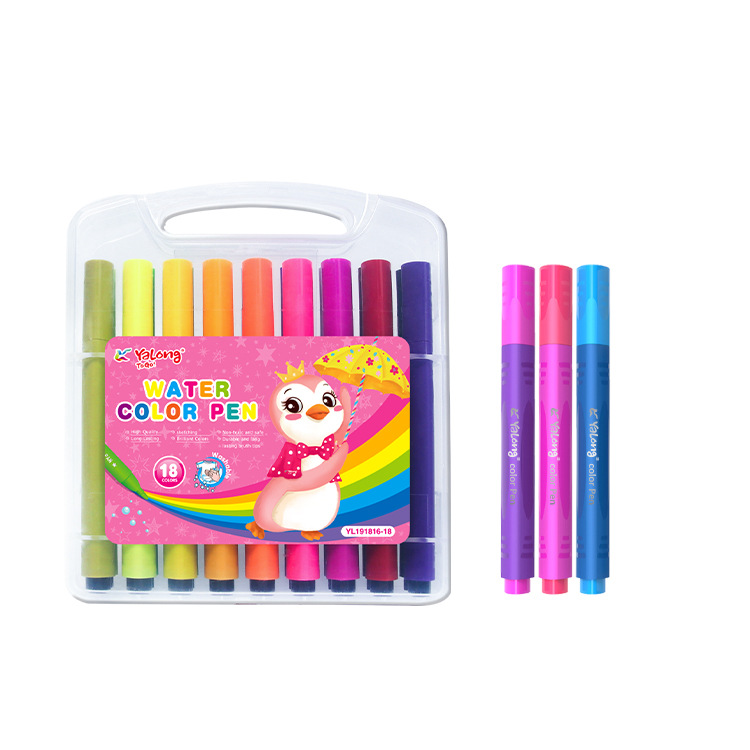 Yalong Cross-border 18-color triangular Pole Watercolor Pen Artistic Coloring Fiber Tip Watercolor Pen Set Stationery Products
