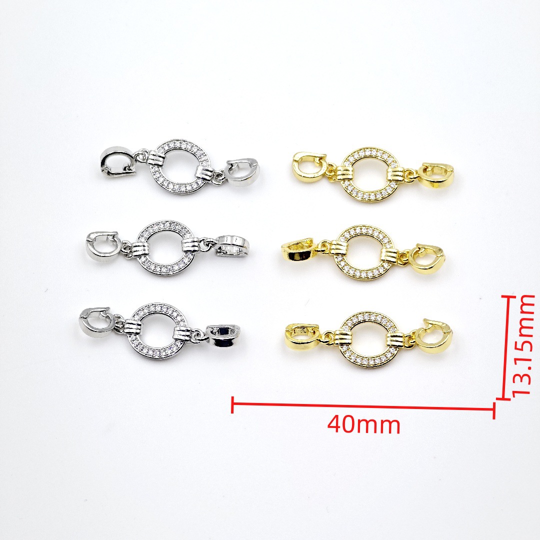 18k gold inlaid zircon O-shaped shell buckle rose heart buckle sweater chain connection end buckle diy accessory matching Application Scenario