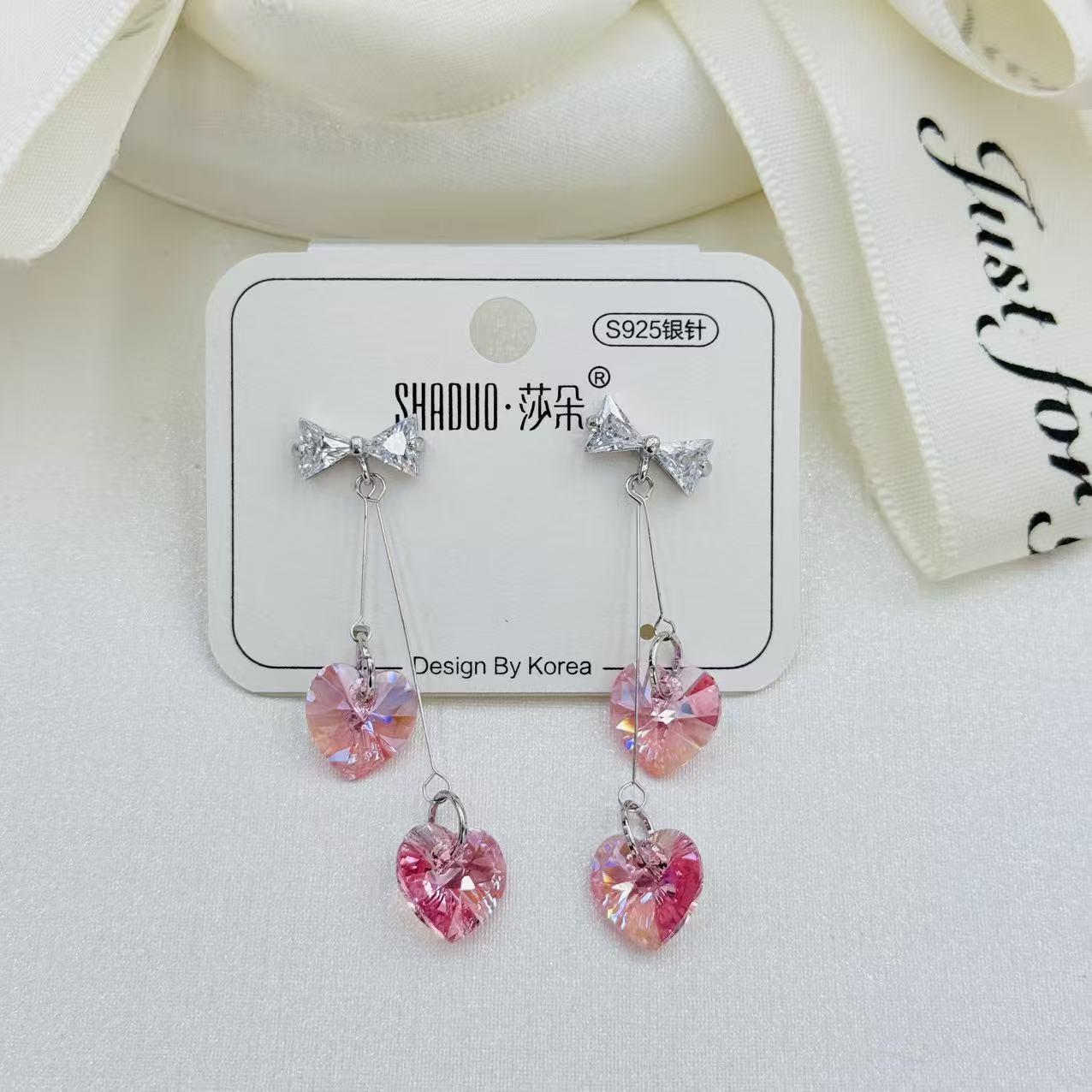 Aretes de cristal tejido aretes de acero inoxidable adornos moda mujer luz lujo earwear