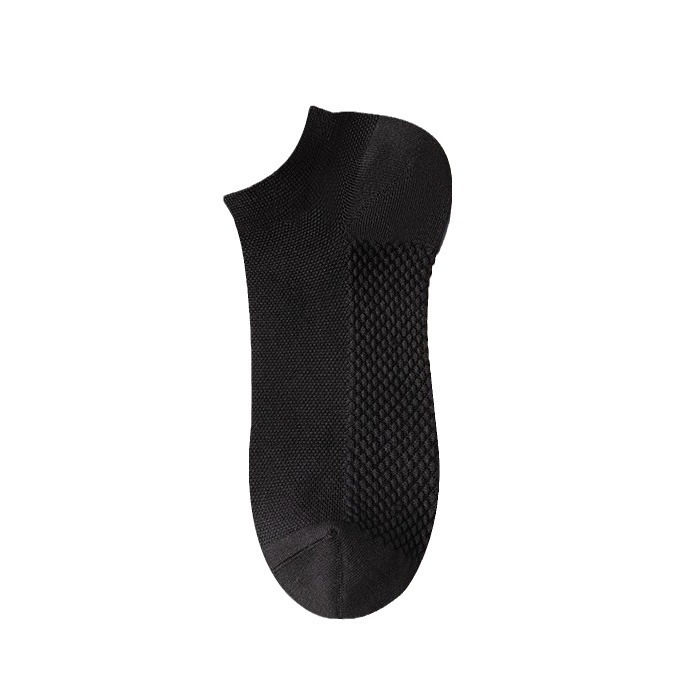 Men's summer boat socks: Thin, sweat-absorbing, solid color mesh, breathable, massage-soled short socks with a shallow opening Item Picture