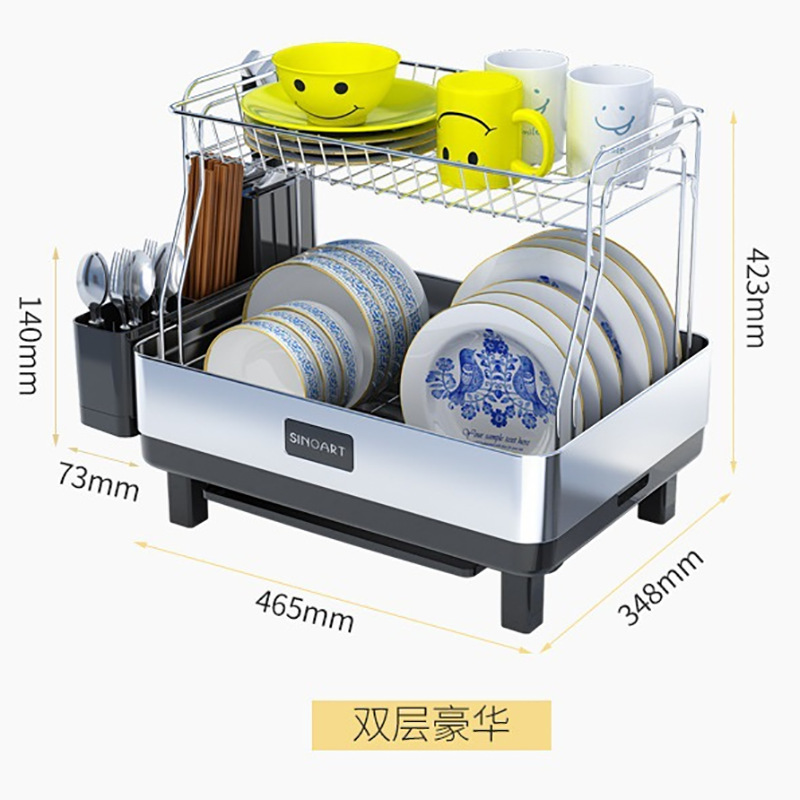 厂家家用厨房用品收纳置物架晾碗架韩式沥水架不锈钢碗碟架定制 Item Picture