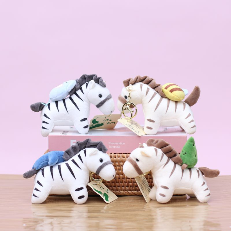 马年网红抽拉小马挂件可爱毛绒玩具公仔斑马包包挂饰钥匙扣布娃娃玩偶图