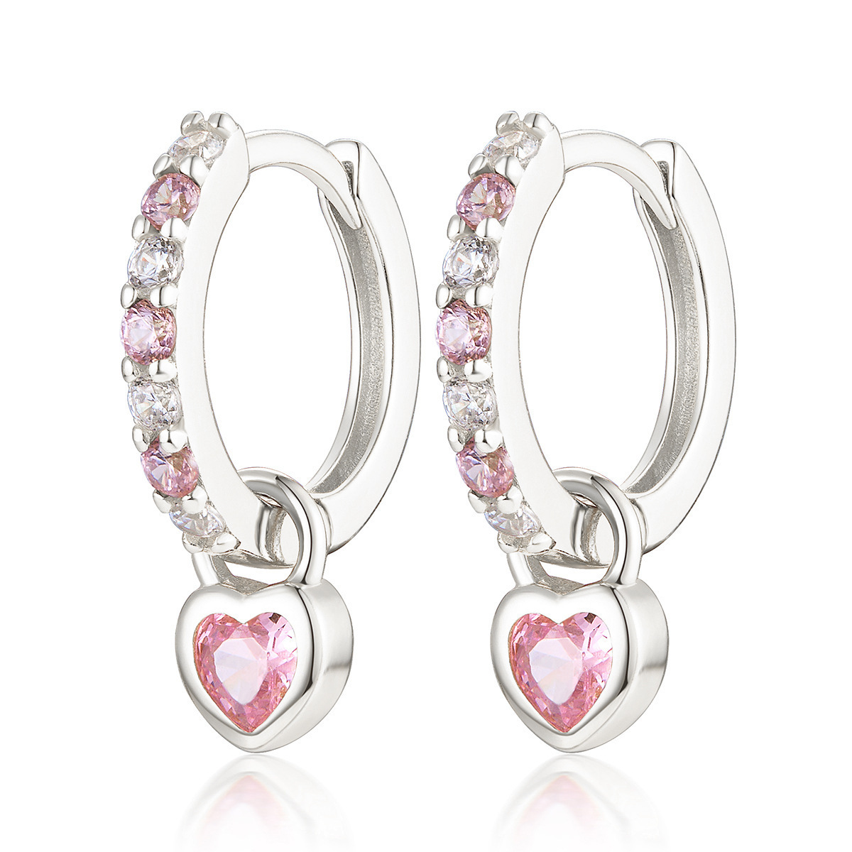 Amazon's best-selling new pink heart-shaped earrings, high-end ear rings, cross-border niche design, cute earrings for women Specification image