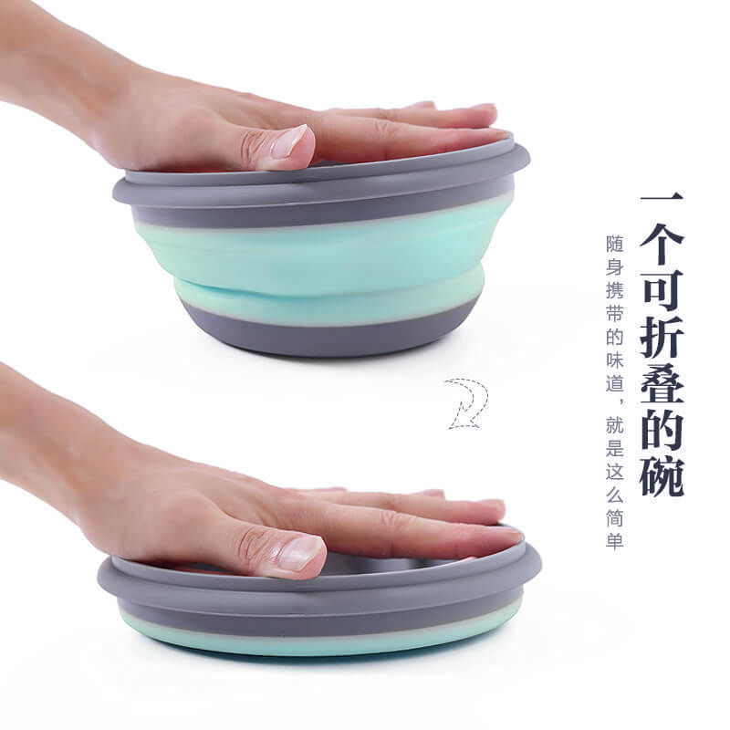 Foldable bowl with lid, portable outdoor folding lunch box, travel and work storage, telescopic bowl, cross-border Shein, Amazon Application Scenario