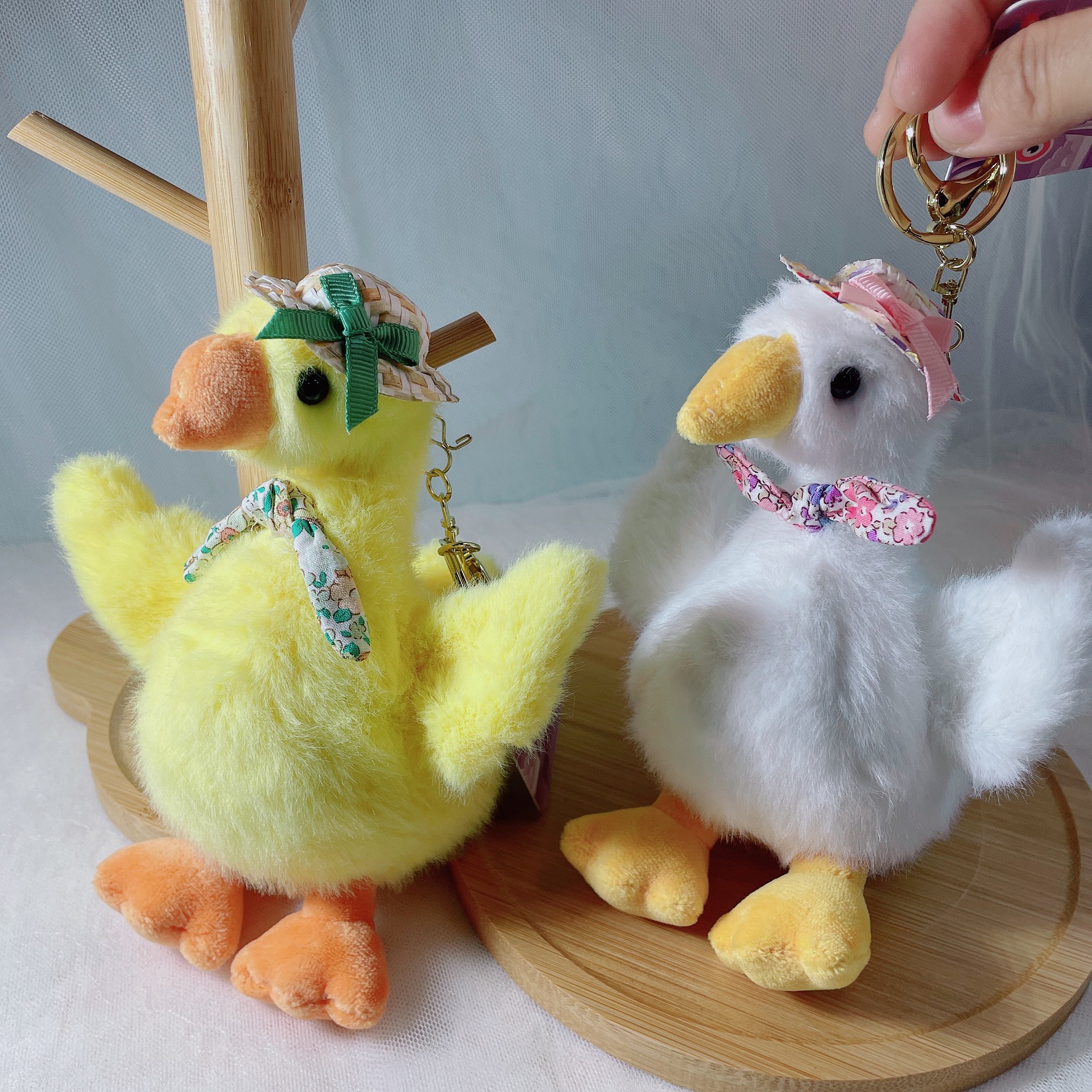 Cute gentleman goose plush keychain pendant, noble lady goose, proud goose plush doll bag pendant