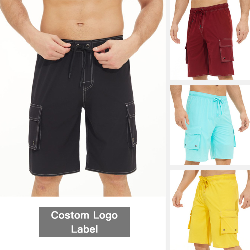 2024夏季新款纯色舒适休闲双边带侧中长户外沙滩短裤欧美热销爆款