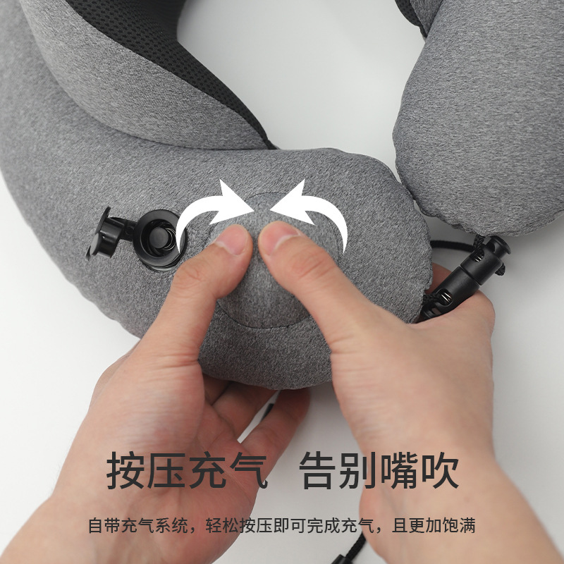 Simple and modern cationic U-shaped pillow, Kanglewu double-layer compression inflatable neck pillow gift box set travel neck pillow details Picture