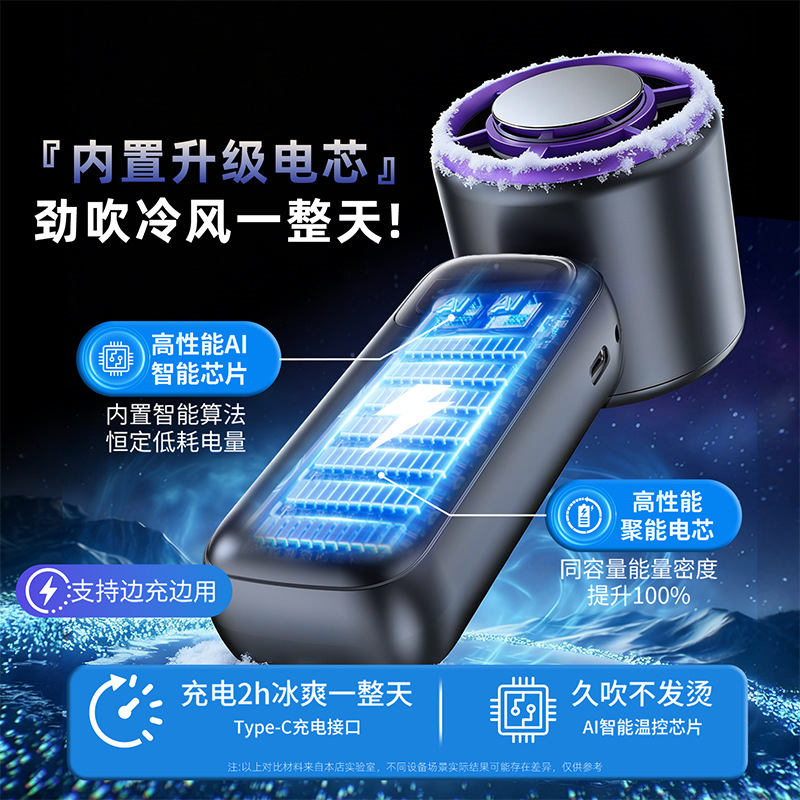 Handheld mini fan for ice packs, high-speed outdoor portable, silent office, strong wind force, handheld charging mini fan Specification image
